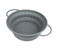 Surwin Collapsible Colanders, Solid Color Silicone Colander, Foldable Filter Drain Baskets, Kitchen Strainer for Draining Pasta Fruits Vegetable Colanders (21.6x15x7.7cm,Gray)