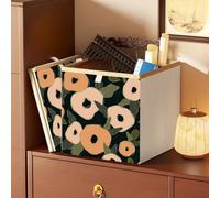 Surwin Collapsible Storage Boxes, Nordic Abstract Floral Oxford Fabric Storage Cube Unit, Organiser Basket Bin Drawers Containers for Closet Shelf Home Utility Room (Green,13x13x13in)