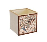 Surwin Collapsible Storage Boxes, Vintage-style Prints Oxford Fabric Storage Cube Unit, Organiser Basket Bin Drawers Containers for Closet Shelf Home Utility Room (Magpie,13x15x13in)