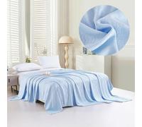 Surwin Cooling Blanket for Night Sweats, Four-Leaf Clover Ice Cool Blanket/Quilt for Hot Sleepers, Q-Max 0.2 Cooling Fiber, Double-Sided Thin Soft Breathable Lightweight (Blue,250x230cm)