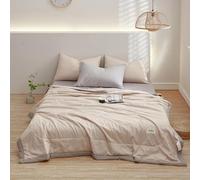 Surwin Coverless Duvet 2.5 Tog Solid Color Summer Cooling Quilt for Single Double King Size Bed, Soft Cosy Microfiber Cool Quilted Bedspreads for All Seasons (Camel,180x220cm)