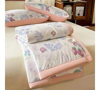 Surwin Coverless Duvet 2.5 Tog Summer Cooling Quilt Pastoral Style Floral Print Soft Cosy Microfiber Cool Quilted Bedspreads Single Double King Size Bed for All Seasons (Strawberry,150x200cm)