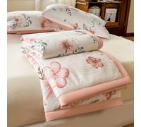 Surwin Coverless Duvet 2.5 Tog Summer Cooling Quilt Pastoral Style Floral Print Soft Cosy Microfiber Cool Quilted Bedspreads Single Double King Size Bed for All Seasons (Rosy flower,200x230cm)