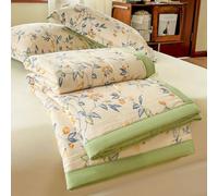 Surwin Coverless Duvet 2.5 Tog Summer Cooling Quilt Pastoral Style Floral Print Soft Cosy Microfiber Cool Quilted Bedspreads Single Double King Size Bed for All Seasons (Beige,220x240cm)
