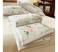 Surwin Coverless Duvet 2.5 Tog Summer Cooling Quilt Pastoral Style Floral Print Soft Cosy Microfiber Cool Quilted Bedspreads Single Double King Size Bed for All Seasons (Rose gray,200x230cm)