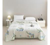 Surwin Coverless Duvet 2.5 Tog Summer Cooling Quilt Single Double King Size Bedding Soft Cosy Microfiber Lightweight Quilted Bedspreads for All Seasons, Machine Washable (Green,150x200cm)