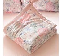 Surwin Coverless Duvet 2.5 Tog Summer Cooling Quilt Soft Cosy Microfiber Floral Print Cool Quilted Bedspreads for Single Double King Size, All Seasons, Machine Washable (Pink,180x200cm)