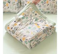 Surwin Coverless Duvet 2.5 Tog Summer Cooling Quilt Soft Cosy Microfiber Floral Print Cool Quilted Bedspreads for Single Double King Size, All Seasons, Machine Washable (Green,200x230cm)