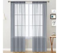 Surwin Curtains for Bedroom, Japanese Solid Color 2 Panels Voile Curtain, Semi Transparent Sheer Curtains, Living Room Balcony Home Decorative Net Curtains for Windows (Gray,132x213cm)