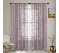 Surwin Curtains for Bedroom, Lace Solid Color 2 Panels Voile Curtain, Semi Transparent Sheer Curtains, Living Room Balcony Home Decorative Net Curtains for Windows (Dark Purple,150x300cm)