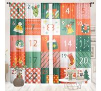 Surwin Curtains for Bedroom, Winter 3D Christmas 2 Panels Voile Curtain, Semi Transparent Sheer Curtains, Living Room Balcony Home Decorative Net Curtains for Windows (Christmas,W22xL37Inch)