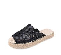 Surwin Daisy Clogs Women Men, Slip On Leather Cork Footbed, Summer Non-Slip Sole Beach Clogs, Soft Wide Fit Sandals for Women, Ladies Sandals for Backless Kitchen Garden Casual (Black,6.5)