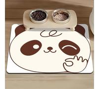 Surwin Dog Feeding Mat Pet Food Mat Super Absorbent Dog Cat Bowl Mat, Cartoon Animals Pattern Placemat Washable Quick Dry Non Slip Water Dispenser Mat for Messy Drinkers (Panda 3,40x50cm)