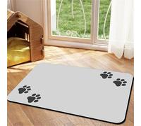 Surwin Dog Food Mat Super Absorbent Pet Feeding Mat for Food and Water Bowl, Dog Paws Pattern Pet Placemat, Non Slip Quick Dry Water Dispenser Mat to Prevent Water Spills (Light gray 2,40x60cm)