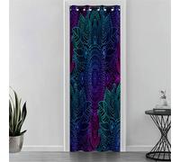Surwin Door Curtains with Eyelet, Mandala Exotic Privacy Blackout Single Front Door Curtain Room Divider Window Decor for Hallway Party Kitchen Bedroom Living Room Doorway 3D (Black,80x150cm)