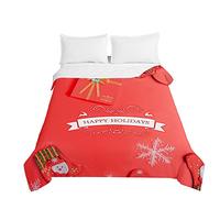 Surwin Embossed Christmas Quilted Bedspreads Single Double Super King Bed, 3D Print Bedspread Quilt Bed Throws Blanket Lightweight Coverlet Microfiber All Season Comforter (Happy holidays,200x230cm)