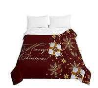 Surwin Embossed Christmas Quilted Bedspreads Single Double Super King Bed, 3D Print Bedspread Quilt Bed Throws Blanket Lightweight Coverlet Microfiber All Season Comforter, 220x240cm