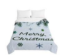 Surwin Embossed Christmas Quilted Bedspreads Single Double Super King Bed, 3D Print Bedspread Quilt Bed Throws Blanket Lightweight Coverlet Microfiber All Season Comforter (Merry Christmas,220x240cm)