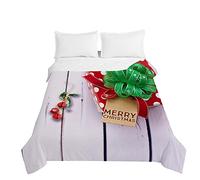 Surwin Embossed Christmas Quilted Bedspreads Single Double Super King Bed, 3D Print Bedspread Quilt Bed Throws Blanket Lightweight Coverlet Microfiber All Season Comforter, 230x260cm
