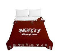 Surwin Embossed Christmas Quilted Bedspreads Single Double Super King Bed, 3D Print Bedspread Quilt Bed Throws Blanket Lightweight Coverlet Microfiber All Season Comforter (Christmas red,200x230cm)