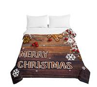 Surwin Embossed Christmas Quilted Bedspreads Single Double Super King Bed, 3D Print Bedspread Quilt Bed Throws Blanket Lightweight Coverlet Microfiber All Season Comforter (Snowflake,200x230cm)