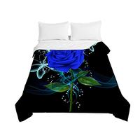 Surwin Embossed Quilted Bedspreads Single Double Super King Bed, 3D Rose Print Bedspread Quilt Bed Throws Blanket Lightweight Coverlet Microfiber All Season Comforter (Fairy butterfly,230x280cm)