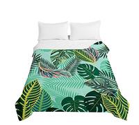 Surwin Embossed Quilted Bedspreads Single Double Super King Bed, 3D Tropical Plants Bedspread Quilt Bed Throws Blanket Lightweight Coverlet Microfiber All Season Comforter (Palm leaf,230x280cm)