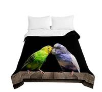 Surwin Embossed Quilted Bedspreads Single Double Super King Bed Size, Bedspread Quilt 3D Parrot Printed Lightweight Coverlet Microfiber Comforter Sofa Throws Blanket (Lovebirds,220x240cm)