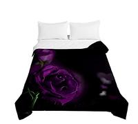 Surwin Embossed Quilted Bedspreads Single Double Super King Bed Size, Bedspread Quilt 3d Rose Print Lightweight Coverlet Microfiber Comforter Sofa Throws Blanket (Dark purple,230x260cm)