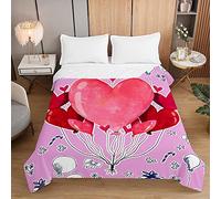 Surwin Embossed Quilted Bedspreads Single Double Super King Size 3D Colored Balloons Print Quilted Bedspreads, Lightweight Microfiber Coverlet Sofa Quilt Bed Throw (100x150cm,Pink Heart)
