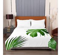 Surwin Embossed Quilted Bedspreads Single Double Super King Size, 3d Green Leaf Printed Bedspread Quilt Sofa Throws Blanket Lightweight Coverlet Comforter Bed Sheet (pure white,200x230cm)