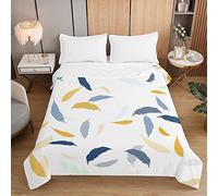 Surwin Embossed Quilted Bedspreads Single Double Super King Size 3D Nordic Style Feathers Print Quilted Bedspreads, Lightweight Microfiber Coverlet Sofa Quilt Bed Throw (230x280cm,Yellow)