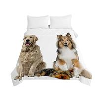 Surwin Embossed Quilted Bedspreads Single Double Super King Size, Bedspread Quilt Sofa Throws Blanket Lightweight Coverlet Microfiber Comforter Bed Sheet - 3D Dog Print (Border collie,130 * 150cm)