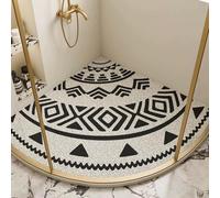 Surwin Fan Shaped Bath Shower Mat Non Slip PVC, Quick Dry Loofah Bathroom Bathtub Mat Anti Slip Bathroom Carpet Comfortable Foot Massage Washable for Inside Shower (Ethnic Style,100x100cm)