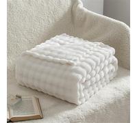 Surwin Flannel Blankets Fluffy Fleece Blanket, Bubble Velvet Shaggy Soft Warm Throw Blanket for Sofa Bed Couch, 100% Microfiber Blankets Bedspread for Adult Children (100x150cm,Beige)