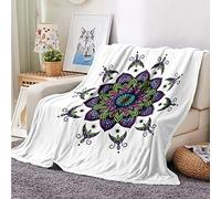 Surwin Flannel Blankets Fluffy Fleece Blanket, Shaggy Soft Warm Throw Blanket for Sofa Bed Couch, 3D Mandala Print 100% Microfiber Blankets for Adult Children (Blue Green,150x220cm)