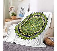 Surwin Flannel Blankets Fluffy Fleece Blanket, Shaggy Soft Warm Throw Blanket for Sofa Bed Couch, 3D Mandala Print 100% Microfiber Blankets for Adult Children (Green,100x150cm)