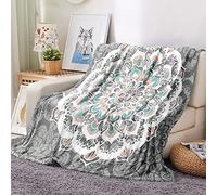 Surwin Flannel Blankets Fluffy Fleece Blanket, Shaggy Soft Warm Throw Blanket for Sofa Bed Couch, 3D Mandala Print 100% Microfiber Blankets for Adult Children (Gray green,80x120cm)