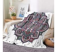 Surwin Flannel Blankets Fluffy Fleece Blanket, Shaggy Soft Warm Throw Blanket for Sofa Bed Couch, 3D Mandala Print 100% Microfiber Blankets for Adult Children (Classic Pattern,130x150cm)