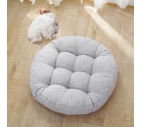 Surwin Floor Cushion Round, Thicken Chair Cushions Tatami Seat Cushions, Yoga Meditation Cushions Floor Pillow for Living Room Balcony Office Outdoor Garden (55cm,Light Gray)
