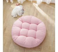 Surwin Floor Cushion Round, Thicken Chair Cushions Tatami Seat Cushions, Yoga Meditation Cushions Floor Pillow for Living Room Balcony Office Outdoor Garden (42cm,Pink)
