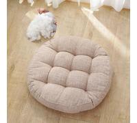 Surwin Floor Cushion Round, Thicken Chair Cushions Tatami Seat Cushions, Yoga Meditation Cushions Floor Pillow for Living Room Balcony Office Outdoor Garden (47cm,Khaki)