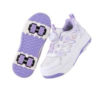 Surwin Floral Style Roller Skates,Roller Skates for Girls Boys, 2 in 1 Kids Rollerskates,Detachable Student Teenagers Retractable Roller Shoes,Shoes with Wheels, Outdoor Walking Sports (Purple,12)
