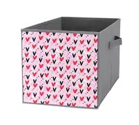 Surwin Foldable Storage Box, 3D Love Heart Pattern Fabric Storage Box with Handle 19L Open Top Foldable Fabric Cube Oxford Clothes Organiser Boxes for Home Toy Book (One Size,Cartoon)