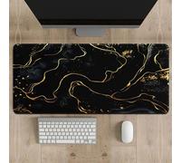 Surwin Gaming Mouse Pad 3D Marble Large Mouse Pad Gaming Mouse Mat with Anti-Slip Base, Washable Desk Mat Long Gaming Mat for Keyboard Computer Laptop (300x600mm,Black Gold)