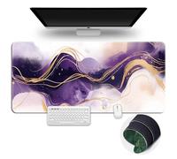 Surwin Gaming Mouse Pad, 3D Marble Large Mouse Pad Gaming Mouse Mat with Anti-Slip Base, Washable Desk Mat Long Gaming Mat for Keyboard Computer Laptop (400x900mm,Purple 12)