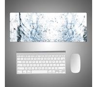 Surwin Gaming Mouse Pad, 3D Marble Large Mouse Pad Gaming Mouse Mat with Anti-Slip Base Washable Desk Mat Long Gaming Mat for Keyboard Computer Laptop (800x300mm Thick 0.2cm,Blue White)