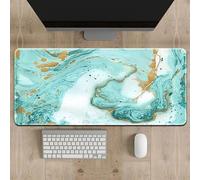 Surwin Gaming Mouse Pad 3D Marble Large Mouse Pad Gaming Mouse Mat with Anti-Slip Base, Washable Desk Mat Long Gaming Mat for Keyboard Computer Laptop (300x800mm,Cyan)