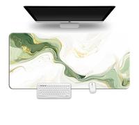 Surwin Gaming Mouse Pad, Large Computer Mouse Pad, Gaming Mouse Mat with Anti-Slip Base, Green marble Print Desk Mats Long Mousepad for Keyboard Laptop Home Office Table (Olive green,1000x500mm)