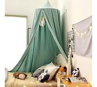 Surwin Girls Boys Kids Single Double Bed Canopy, Round Dome Mosquito Net Protection, Play Tent Bedroom Nursery Decoration, Hanging Curtain Net (Lake Green)